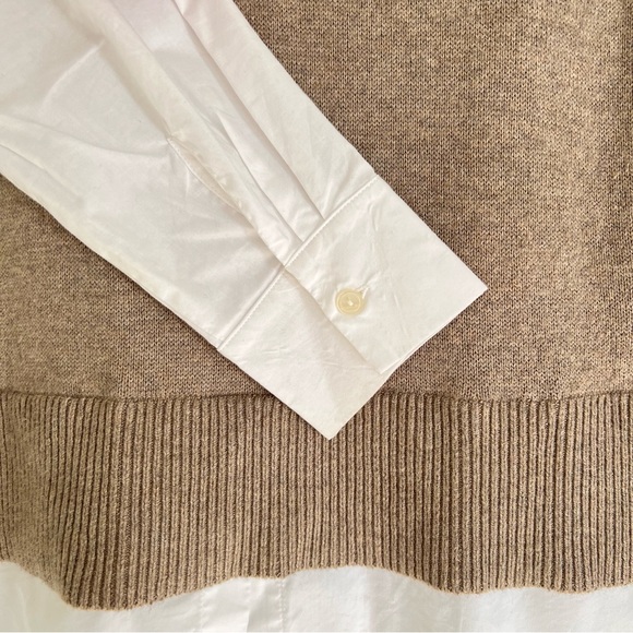 Ann Taylor Faux Layered Y2K Tan Sweater Vest with White shirt, XS - Picture 7 of 12
